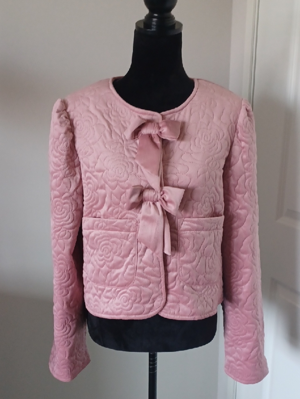 NWT ** Lait Collection Pink Velvet Quilted Jacket by American Heiress ** Size M - Picture 2 of 10